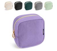 WLLWOO Corduroy Small Makeup Bag for Purse Zipper Mini Cosmetic Pouch, Small-Purple-1pcs, 4.72 x 2.17 x 5.31 inches, Practical Everyday