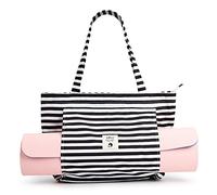 WLLWOO WLLWOO Yoga Bags for Women with Yoga Mats Bags Carrier Carryall Canvas Tote for Pilates Shoulder for Travel Office Beach Workout, stripes, One Size