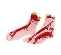 WLLXTK 2Pcs Realistic Halloween Bloody Fake Foot Props Scary Trick Tools Party Supplies for Haunted House Masquerade Decoration