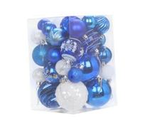WLLXTK 36Pcs Christmas Tree Decorations Christmas Ornaments Shatterproof Decorative Xmas Balls Baubles for Home Wall Door Porch, White Blue
