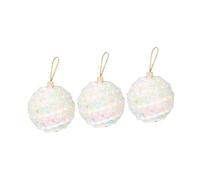 WLLXTK 3Pcs Christmas Ornaments Christmas Baubles Xmas Balls Christmas Hanging Balls for Wedding Table Centerpiece Party Favors, White Multicolor