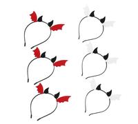 WLLXTK 6pcs Halloween Bat Wings Hair Bands Lightweight Devil Horns Headband Party Accessory for Adults and Comfortable Fit Reusable Masquerade Cosplay Decoration