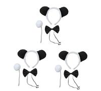 WLLXTK 9 Pcs Panda Costume Set Headband Bow Tie Tail Party Supplies for Comfortable Animal Dress Up Halloween Masquerade Play