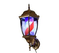WLLXTK Barber Pole Retro Classic Palace Hair Salon Turn Lights LED Salon Logo Lights Red White Blue Stripe Rotate Illuminate Roman Style Bronze Wall Mounted Lamp