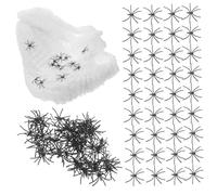 WLLXTK Glow Dark Halloween Web Decoration with Stretchable Artificial Cobweb and Realistic Fake Spiders Spooky Indoor Outdoor Glowing Webs for Party and Haunted House Decor