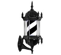 WLLXTK LED Barber Pole, 58Cm Illuminated Rotating Hair Salon Sign Light Outdoor Waterproof Vintage Roman Palace Wall Mounted Lamp, Black Lampshade,Red blue white stripes