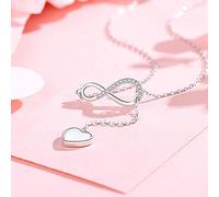 WLLXTK Necklace Chain Necklaces For Women White Love Heart Tassel Creativity