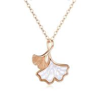 WLLXTK Necklace Three Lifetimes Female Summer Ginkgo Biloba Coloured Gold Collarbone Chain Valentine's Day to Send a Girlfriend