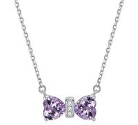 WLLXTK necklace Women Necklaces Sterling Silver Bow Pendant Cubic Zirconia Twelve Constellations Birthstone Jewellery for Girls jewelry