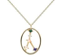 WLLXTK necklace Women Sterling Silver Pendant Twelve Constellations Colorful Zircon Dainty Clavicle Chain Gold Star Sign Coin Charm jewelry