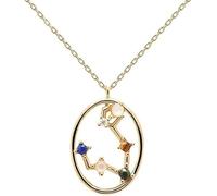 WLLXTK necklace Women Sterling Silver Pendant Twelve Constellations Colorful Zircon Dainty Clavicle Chain Gold Star Sign Coin Charm jewelry