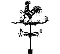 WLLXTK Rooster Cockerel Weather Vane Stainless Steel Garden Stake Weathervane Measuring Tools Wind Direction Indicator Weathercock Suitable for Outdoor Metal Products 35 50CM