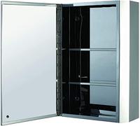 WLLXTK Stainless Steel Bathroom Cabinet, Wall-Mounted Medicine Cabinet, 3 Compartments Inside, Silver