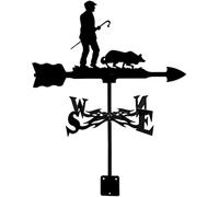 WLLXTK Walk The Dog Weathervanes, Black Weather Vane, Professional Wind Measurement Decoration in Stainless Steel, for Outdoor Farm Roof Decoration