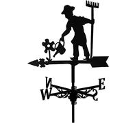 WLLXTK Weathercock Farmer Sculptures Weather Vane Stainless Steel Art Decor Wind Vane Direction Indicator for Patio Yard Lawn Stakes Porch Backyard Creative Ornament