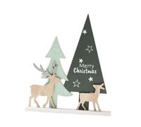 WLLXTK Wood Christmas Tree Ornament Table Centerpiece Collectible with English Letters Xmas Decor Artificial Ornament for Study Room, Style A