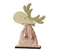 WLLXTK Wooden Christmas Decorations Elk Figurine Centerpiece, Rustic Signs Tabletop Ornaments for Store Home Xmas Winter Holiday, Pink S