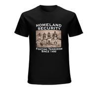 WLMDZYH Homeland Security Fighting Terrorism Since 1492 T-Shirt Black Unisex Mens Tees