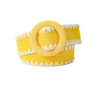 WLNEXT Adjustable Buckle Waist Belt Women Straw Belt Weave Braided Belt Wide Waistband Colorful Straw Color Matching Yellow