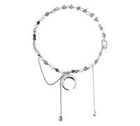 WLNEXT Crescents Moons Pendant Necklace with Simulated Pearls and Cubic Zirconia Beads for Elegant Layering Styles Suitable for Any Occasion Modern Fashion Necklace