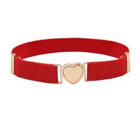 WLNEXT Elastic Waist Belt for Girls Kids Decorative Waist Cincher Heart Shaped Buckle Adjustable Dress Waistband for Children Red