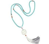 WLNEXT Long Chain Necklace with Fringe Beads and Natural Stones for Fashionable Styling Options in Women ' s Fashion Long Necklace