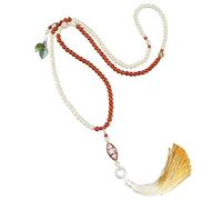 WLNEXT Long Chain Necklace with Fringe Beads and Natural Stones for Fashionable Styling Options in Women ' s Fashion Long Necklace