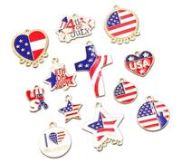 WLNEXT Multifunctional Alloy Jewelry Component Independence Day Design Craft Pendant Americans Flag Star Charm Alloy Patriotic Necklace