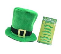 WLNEXT St Patricks Celebration Hat with 6 Mustaches Beards Irish Festival Outfit for All Celebrate Hat