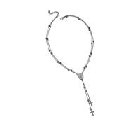 WLNEXT Stylish and Symbolic Y Shape Necklace Adorned by Holy Mother and Crucifix Pendant Alloy Neckwear for Daily Use Double Layer Neckchain Symbolic Necklace Elegant Jewelry Piece