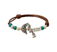 WLNEXT Turquoise Horse Adjustable Rope Wristchain Jewelry Accessory for Men and Women Unisex Stone Bead Wristband