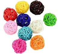 WLngtv 10 Pcs Colorful Rattan Parrot Toy, Bird Training and Interactive Ball Toy