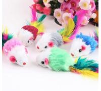 WLngtv 10 Pcs Colorful Soft Fleece False Mouse Cat Toys Colorful Feather Funny Playing Mice Toy Xmas Gifts