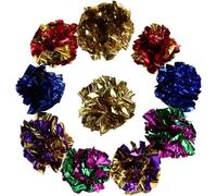 WLngtv 10 Pcs Interactive Toys for Cats, Play Cat Toy Pet Kitten Cat Funny Mylar Crinkle Ring Paper Balls Playing Chew for Indoor and Kitten Exercise - Random Color