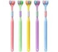 WLngtv 2 Pcs Random Color Three-Sided Soft Hair Toothbrush, Soft-Bristle Manual Toothbrush, Effective Wrap-Around Design, Deeply and Thoroughly to Clean Teeth and Gums, Manual Toothbrushes