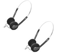WLngtv 2 Pcs Retro On Ear Headphones, Wired Stereo Headphones, Walkman Headphone, Lightweight Portable Headphone with Adjustable Headband, Walkman Cassette Player, Over-Ear Headphones (Black)
