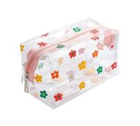 WLngtv Clear Colorful Flower Makeup Bags Transparent Floral Cosmetic Bag Travel Wash Bag Waterproof Toiletry Storage Pouch for Women Girls, Clear, Floral