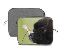 Wlntrophic 14inch Laptop Case, Dog Pattern Pug Flower Snowflake Laptop Sleeve