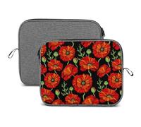 Wlntrophic 14inch Laptop Case, Red Poppy Flowers Snowflake Laptop Sleeve