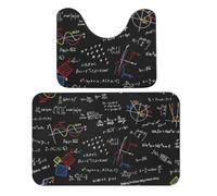 Wlntrophic Bathroom Mat, Math Linear Mathematics Education Bath Mats Set of 2, Absorbent Soft 1 Bathtub Rug And 1 U Shape Toilet Mat
