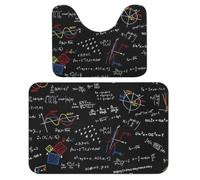 Wlntrophic Bathroom Mat, Math Linear Mathematics Education Bath Mats Set of 2, Absorbent Soft 1 Bathtub Rug And 1 U Shape Toilet Mat