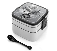 Wlntrophic Bento Box, Horror Skull Tree Lunch Box, 2 Layer Food Storage Boxes with Handle