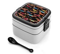 Wlntrophic Bento Box, I Love My Dog Dachshunds Lunch Box, 2 Layer Food Storage Boxes with Handle