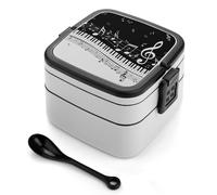 Wlntrophic Bento Box, Piano Key Notes Lunch Box, 2 Layer Food Storage Boxes with Handle