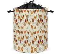 Wlntrophic Drawstring Laundry Hamper, A Brood of Chickens Laundry Basket, Washing Basket with Handle