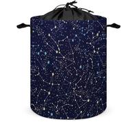Wlntrophic Drawstring Laundry Hamper, Glow in The Dark Constellations Midnight Laundry Basket, Washing Basket with Handle