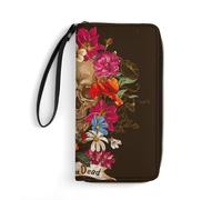 Wlntrophic Leather Wallet, Day of The DeadWallet, with Rope, Small Size and Large Capacity, Easy to Carry