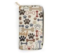 Wlntrophic Leather Wallet, Dog Bones Paw Prints, Small Size and Large Capacity, Easy to Carry