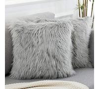 WLNUI Fur Pillow Covers,Decorative New Series Style Light Grey Faux Fur Throw Pillow Case Cushion Cover for Sofa Bedroom Car, 18x18 Inch 45x45 cm
