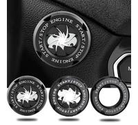 WLONG Rotary Car Push Start Button Cover, Black, Manual Operation
